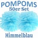 Pompoms, Himmelblau, 35 cm, 50er Set