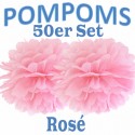 Pompoms, Rosé, 35 cm, 50er Set