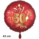 Luftballon aus Folie zum 50. Jubiläum, Satin de Luxe, rot, 43 cm, inklusive Helium-Ballongas