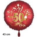 Luftballon aus Folie zum 50. Jubiläum, Satin de Luxe, rot, 43 cm, inklusive Helium-Ballongas