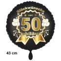 Luftballon aus Folie zum 50. Jubiläum, Satin de Luxe, schwarz, 43 cm, inklusive Helium-Ballongas
