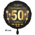 Luftballon aus Folie zum 50. Jubiläum, Satin de Luxe, schwarz, 43 cm, inklusive Helium-Ballongas