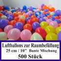 Luftballons zur Raumbefüllung, Latexballons 25 cm Ø, 500 Stück, bunte Mischung