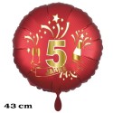 Luftballon aus Folie zum 5. Jubiläum, Satin de Luxe, rot, 43 cm, inklusive Helium-Ballongas