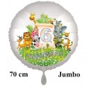 Großer Dschungel-Tiere-Luftballon zum 6. Geburtstag, 70 cm, mit Ballongas