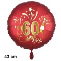 Luftballon aus Folie zum 60. Jubiläum, Satin de Luxe, rot, 43 cm, inklusive Helium-Ballongas
