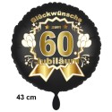 Luftballon aus Folie zum 60. Jubiläum, Satin de Luxe, schwarz, 43 cm, inklusive Helium-Ballongas