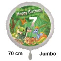 Großer Dinosaurier-Luftballon zum 7. Geburtstag, 70 cm, mit Ballongas zum Geburtstag