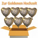 Goldene Hochzeit, 7 Hochzeits-Luftballons mit Helium im Karton