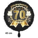 Luftballon aus Folie zum 70. Jubiläum, Satin de Luxe, schwarz, 43 cm, inklusive Helium-Ballongas