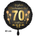 Luftballon aus Folie zum 70. Jubiläum, Satin de Luxe, schwarz, 43 cm, inklusive Helium-Ballongas