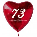 73. Geburtstag, roter Herzluftballon aus Folie, 61 cm groß, mit Helium