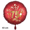Luftballon aus Folie zum 75. Jubiläum, Satin de Luxe, rot, 43 cm, inklusive Helium-Ballongas