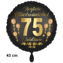 Luftballon aus Folie zum 75. Jubiläum, Satin de Luxe, schwarz, 43 cm, inklusive Helium-Ballongas