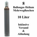 8 Ballongas Helium 10 Liter Mehrwegflaschen