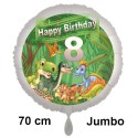 Großer Dinosaurier-Luftballon zum 8. Geburtstag, 70 cm, mit Ballongas zum Geburtstag