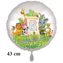 Dschungel-Tiere-Luftballon zum 8. Geburtstag, 43 cm, mit Ballongas