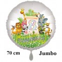 Großer Dschungel-Tiere-Luftballon zum 8. Geburtstag, 70 cm, mit Ballongas