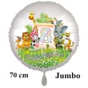 Großer Dschungel-Tiere-Luftballon zum 8. Geburtstag, 70 cm