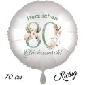 Herzlichen Glückwunsch Boho. Großer Luftballon zum 80. Geburtstag mit Helium-Ballongas