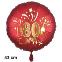 Luftballon aus Folie zum 80. Jubiläum, Satin de Luxe, rot, 43 cm, inklusive Helium-Ballongas
