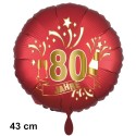 Luftballon aus Folie zum 80. Jubiläum, Satin de Luxe, rot, 43 cm, inklusive Helium-Ballongas