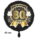 Luftballon aus Folie zum 80. Jubiläum, Satin de Luxe, schwarz, 43 cm, inklusive Helium-Ballongas