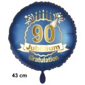Luftballon aus Folie zum 90. Jubiläum, Satin de Luxe, blau, 43 cm, inklusive Helium-Ballongas