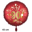 Luftballon aus Folie zum 90. Jubiläum, Satin de Luxe, rot, 43 cm, inklusive Helium-Ballongas