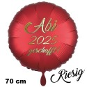 Abi 2025 geschafft! Roter Rund-Luftballon, Satin de Luxe, 70 cm, mit Helium-Ballongas