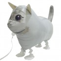 Weiße Katze, Airwalker Luftballon aus Folie mit Helium