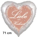 Alles Liebe zur Hochzeit, Herzluftballon 71 cm, Satin