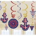Anchors Aweigh Wirbler-Dekoration, Partydekoration Maritim-Mottoparty , 12 Stück Deko-Swirls
