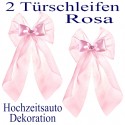 Autodekoration Hochzeit, 2 Türschleifen für das Hochzeitsauto, Rosa