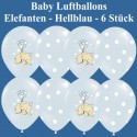 Baby Luftballons, Elefanten, 6 Stück, Hellblau