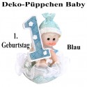 Deko-Püppchen Baby, zum 1. Geburtstag, Blau