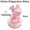 Deko-Püppchen Baby, zum 1. Geburtstag, Rosa