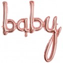 Baby Schriftzug, Rosegold, ungefüllt zur Befüllung mit Luft, Ballon zu Geburt, Taufe, Babyparty