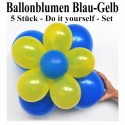 Ballonblumen-Set  Blumen aus Luftballons, Blau-Gelb, 5 Stück