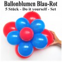 Ballonblumen-Set  Blumen aus Luftballons, Blau-Rot, 5 Stück