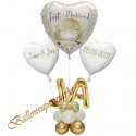 Personalisierte Ballondekoration zur Hochzeit, Just Married mit Namen der Brautleute und Datum des Hochzeitstages