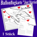 Ballonflugkarte Hochzeit, Just Married, 1 Stück