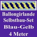 Ballongirlande Blau-Gelb, 4 Meter, Selbstbau-Set mit Dekoscheiben