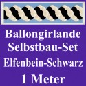 Ballongirlande Elfenbein-Schwarz, 1 Meter, Selbstbau-Set mit Dekoscheiben