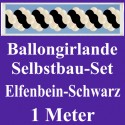 Ballongirlande Elfenbein-Schwarz, 1 Meter, Selbstbau-Set mit Dekoscheiben