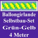 Ballongirlande Grün-Gelb, 4 Meter, Selbstbau-Set mit Dekoscheiben