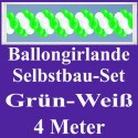 Ballongirlande Grün-Weiß, 4 Meter, Selbstbau-Set mit Dekoscheiben