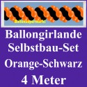 Ballongirlande Orange-Schwarz, 4 Meter, Selbstbau-Set mit Dekoscheiben