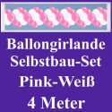 Ballongirlande Pink-Weiß, 4 Meter, Selbstbau-Set mit Dekoscheiben