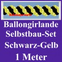 Ballongirlande Schwarz-Gelb, 1 Meter, Selbstbau-Set mit Dekoscheiben